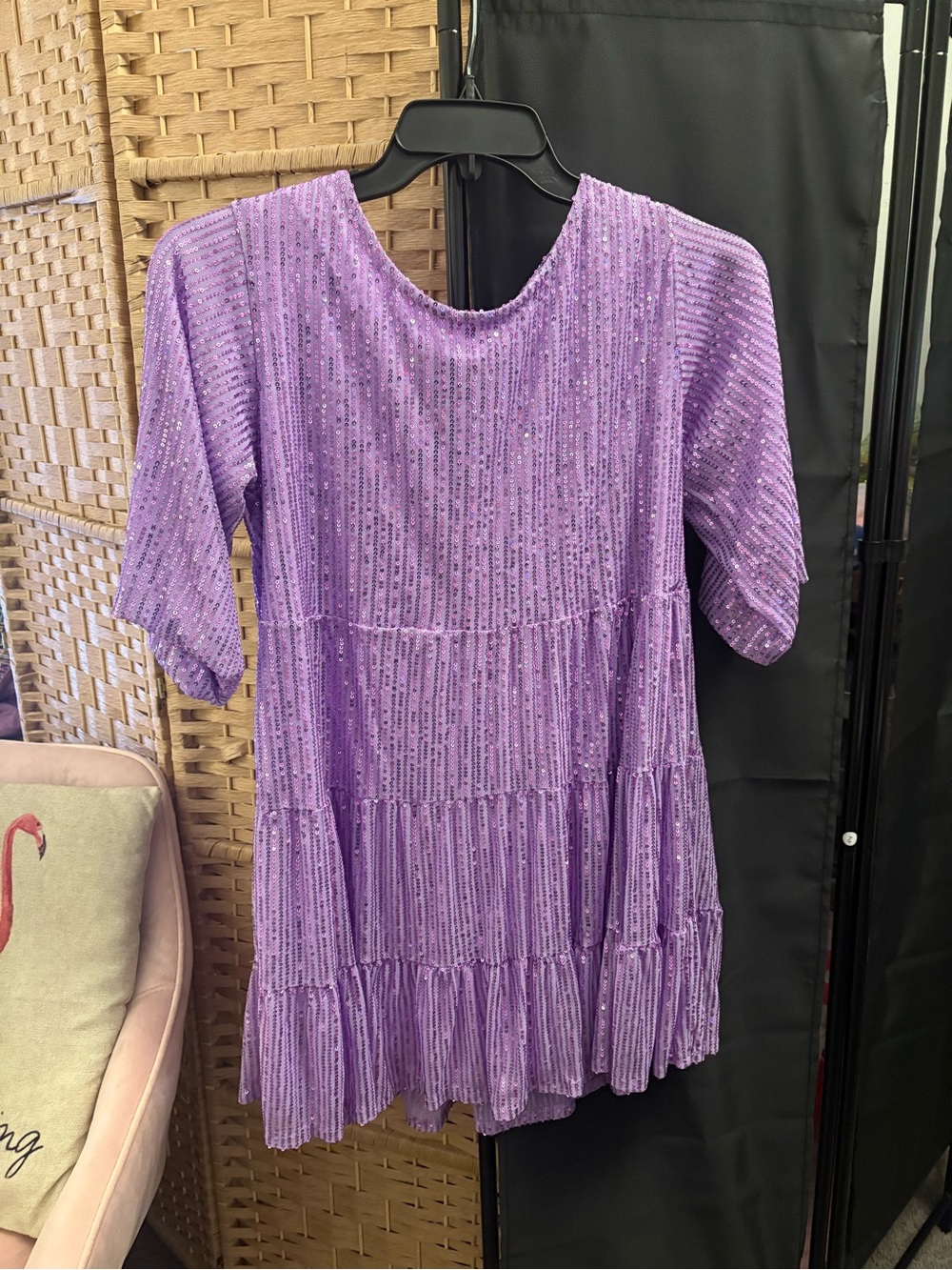 Purple Sequin Tiered Women's Dress